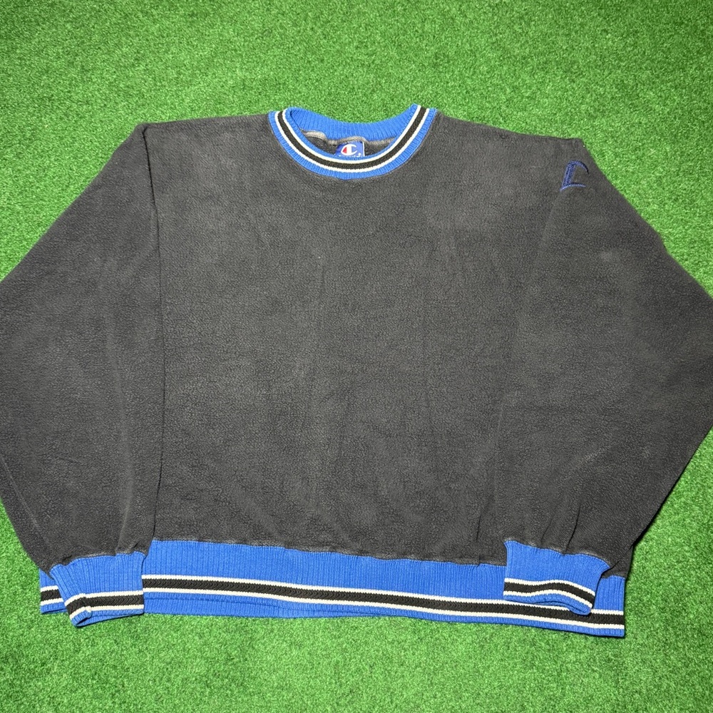 90s perfectly faded Champion baggy sweatshirt crewneck rare XL striped workout